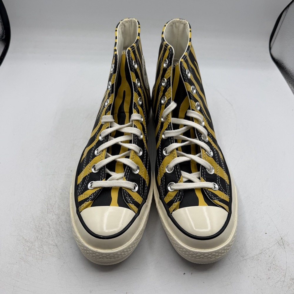 Converse Chuck 70 Hi Zebra Print Shoes Mens Sz 11.5 Leather Vivid Sulfer Yellow - Picture 5 of 11